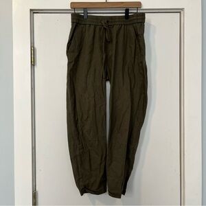 J. Crew women’s Olive green linen blend pants jogger size 4 drawstring